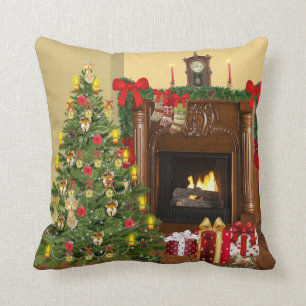 Coussin Arbre, Bas et cheminée Noël cosy