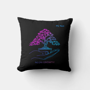 Coussin Arbre Bonsaï Néon Esthétique Cyberpunk Personnalis
