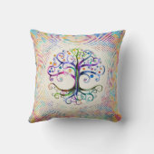 Coussin Arbre d'aquarelle de la vie (Verso)