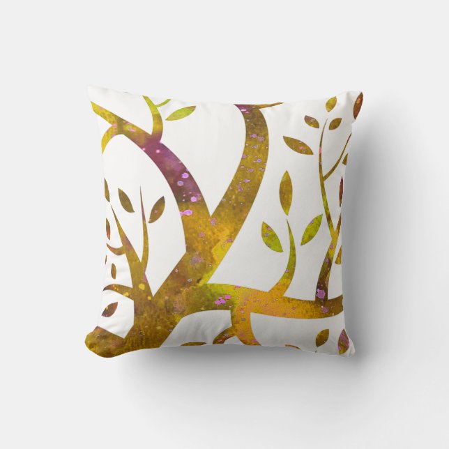 Coussin Arbre d'aquarelle en or 1 (Recto)