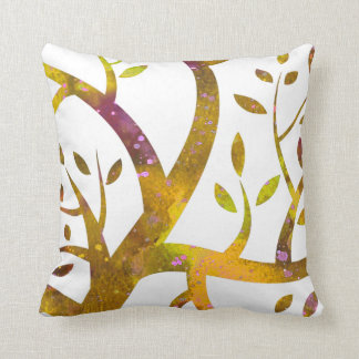 Coussin Arbre d'aquarelle en or 1