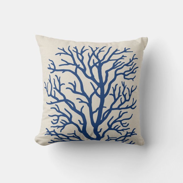 Coussin Arbre de corail dans le bleu royal (Recto)