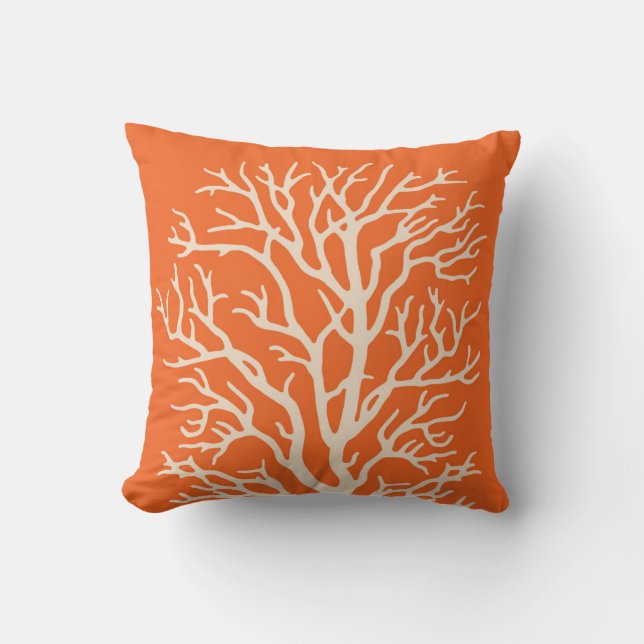Coussin Arbre de corail en crème sur l'orange de (Recto)