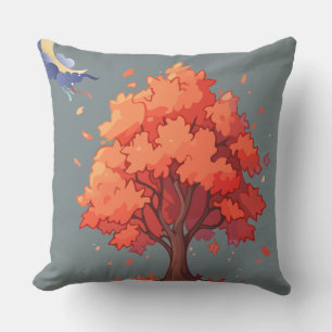 Coussin Arbre de la Lune d'Automne Paysage Cozy d'une Nu