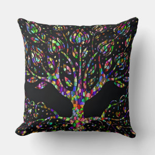 Coussin Arbre de la prospérité en faux vitrail