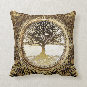 Coussin Arbre de la vie dans le brun