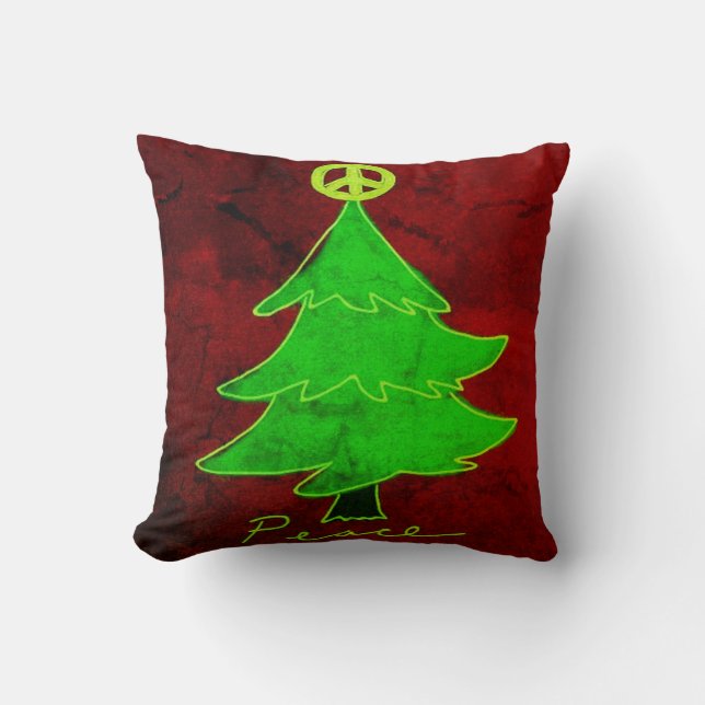 Coussin Arbre de Noël abstrait Art de la paix (Recto)