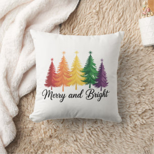 Coussin Arbre de Noël arc-en-ciel gai LGBTQ joyeux et lumi