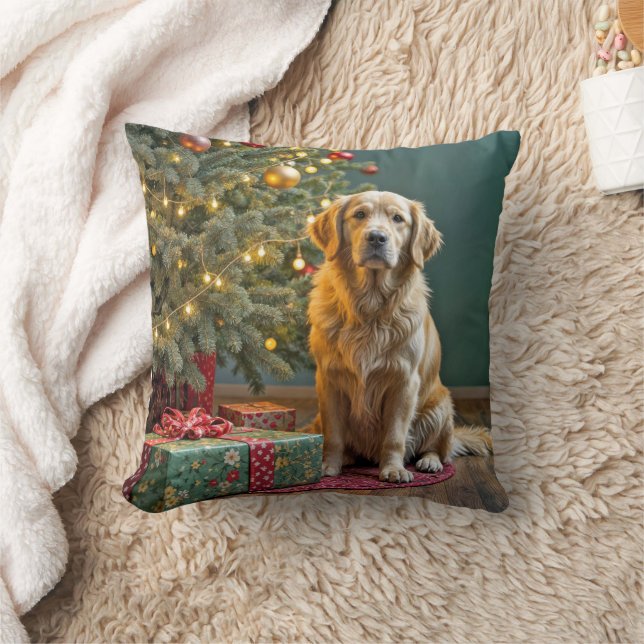 Coussin Arbre de Noël avec chien d'or (Couverture)