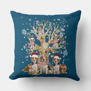 Coussin Arbre de Noël beagle Ornement pour Amoureux des ch