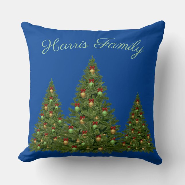 Coussin Arbre de Noël bleu (Recto)