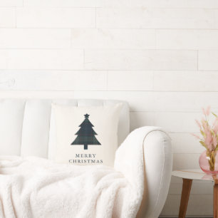Coussin Arbre de Noël bleu et vert de la marine