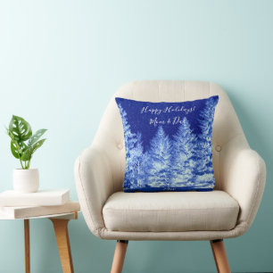 Coussin Arbre de Noël bleu néon