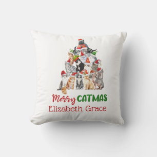 Coussin Arbre de Noël Chat Joyeux Catmus Cadeau pour les A