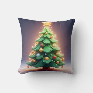 Coussin Arbre de Noël coloré décoré de lumières