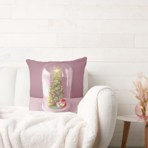 Coussin Arbre de Noël dans un dôme de verre
