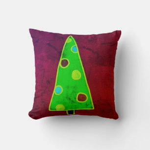 Coussin Arbre de Noël d'art abstrait funky
