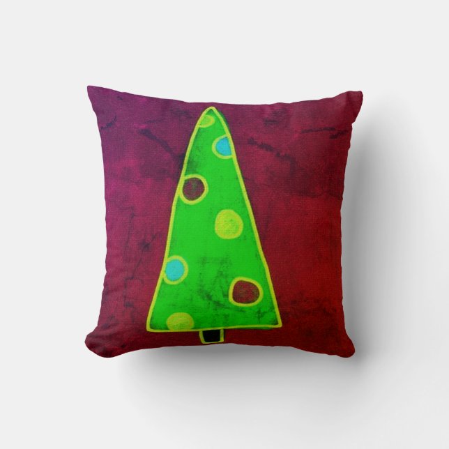 Coussin Arbre de Noël d'art abstrait funky (Recto)