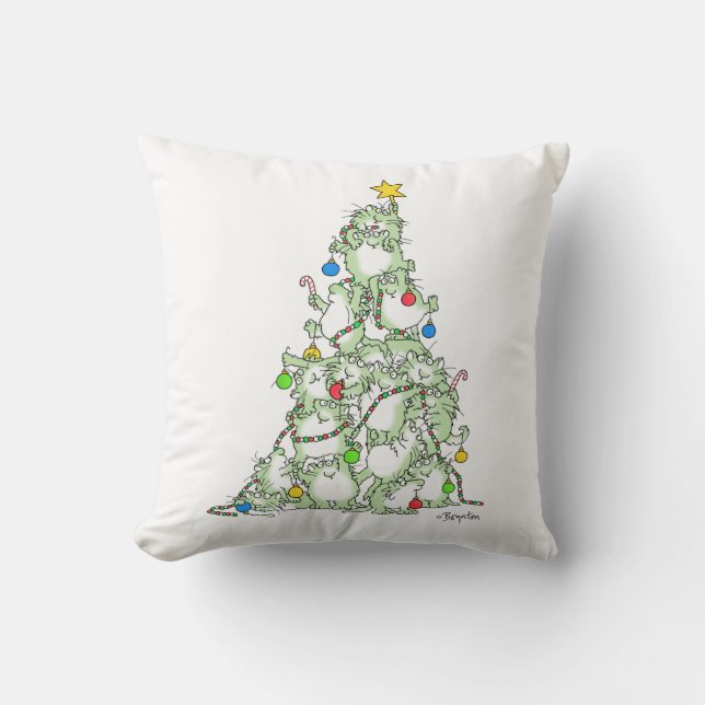 Coussin Arbre de Noël de Kitties par Sandra Boynton (Recto)