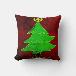 Coussin Arbre de Noël de la Paix Art Abstrait
