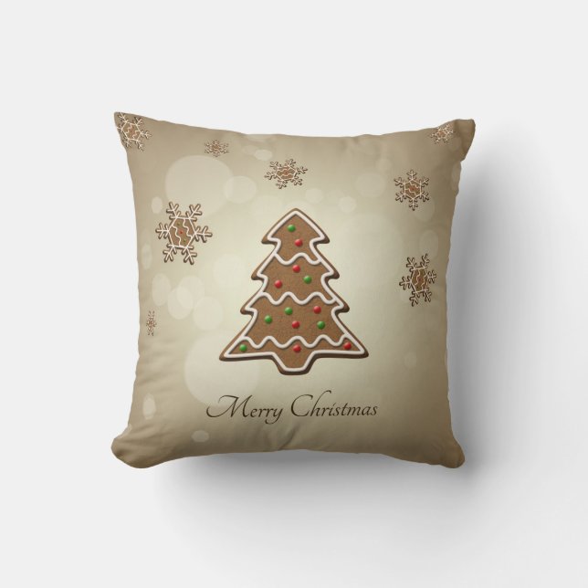 Coussin Arbre de Noël de pain d'épice (Recto)