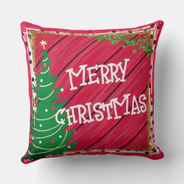 Coussin Arbre de Noël de vacances - Personnalisé 100% coto (Verso)