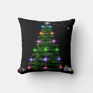 Coussin Arbre de Noël décoratif Arrière - plan noir