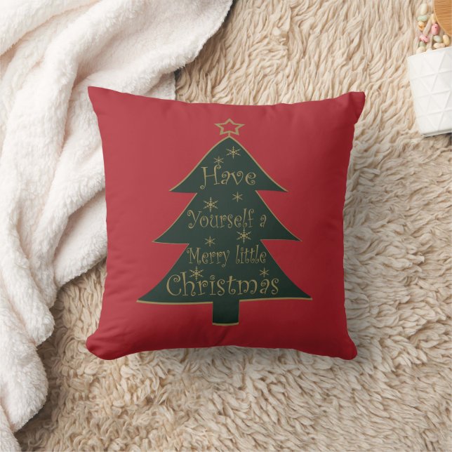 Coussin Arbre de Noël décoré joyeux (Couverture)