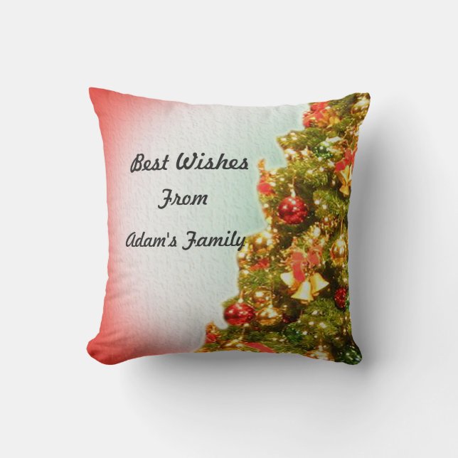 Coussin Arbre de Noël décoré sur mesure (Recto)