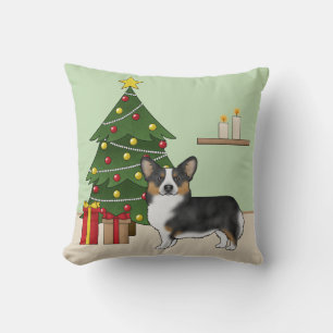Coussin Arbre de Noël du Corgi gallois tricolore noir de P