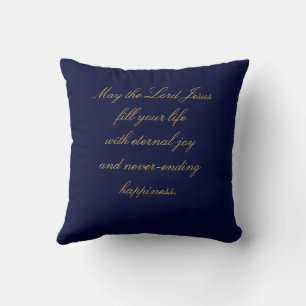 Coussin Arbre de Noël en or brillant sur Noël bleu