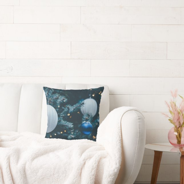 Coussin Arbre de Noël étincelant et boules de Noël (Canapé)