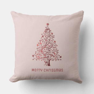 Coussin Arbre de Noël Étoiles rose rouge