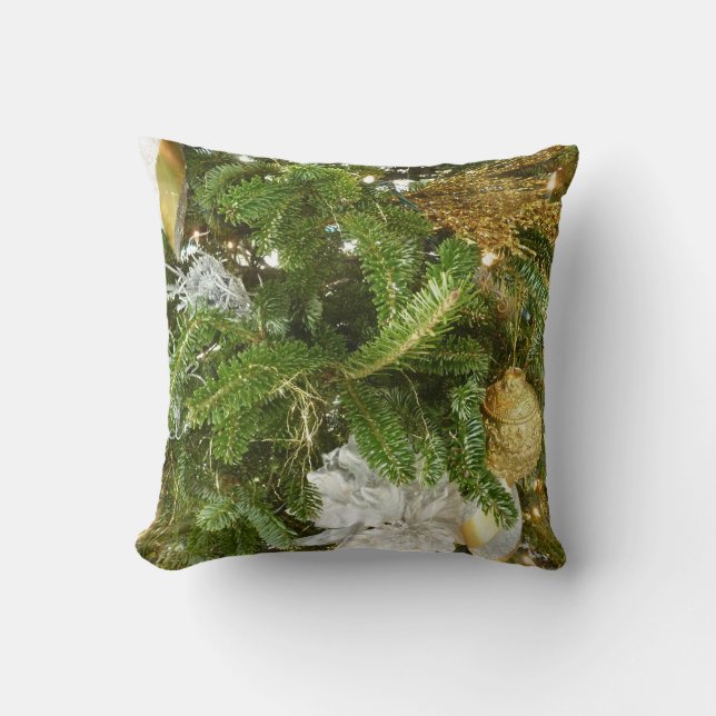 Coussin Arbre de Noël I Argent et Or (Recto)