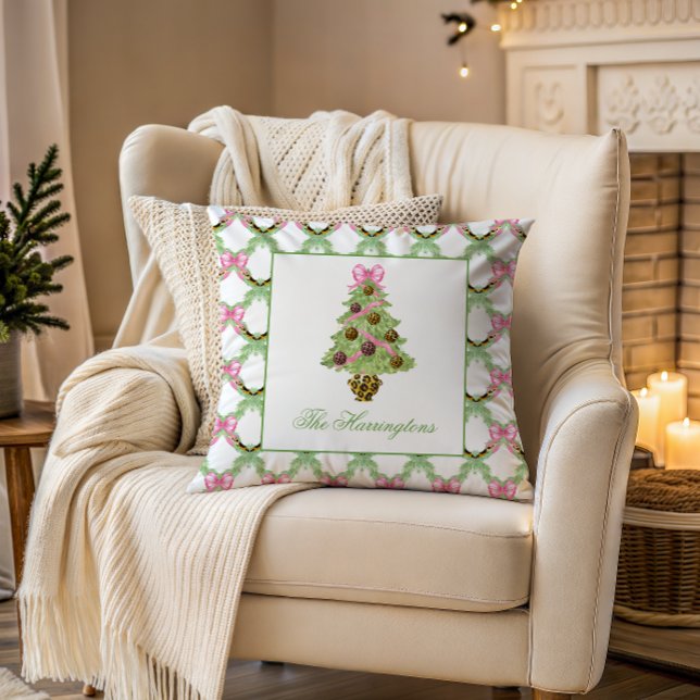 Coussin Arbre de Noël léopard Prépa Aquarelle (Créateur téléchargé)