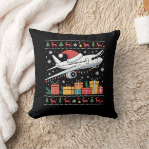 Coussin Arbre de Noël lumineux drôle Santa avion moche