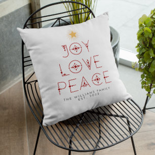 Coussin Arbre de Noël Moderne Paix Amour Joie Personnalisé