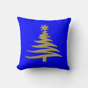 Coussin Arbre de Noël Moderne Pochoir Impression Or