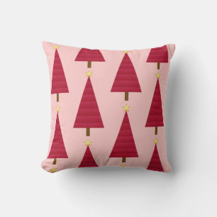Coussin Arbre de Noël moderne profond rouge damé