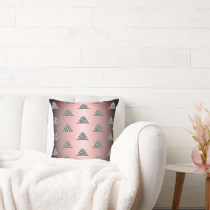 Coussin Arbre de Noël Motif Fête rose métallique