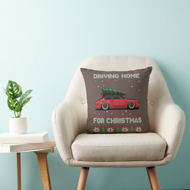 Coussin Arbre de Noël Oldtimer voiture Xmas laide pull pul (Chaise)