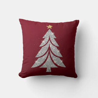 Coussin Arbre de Noël Pailleté Argent Fêtes de Fin d'Année