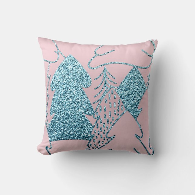 Coussin Arbre de Noël Parties scintillant bleu or Prisme o (Recto)