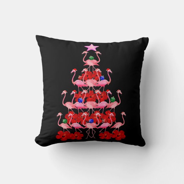 Coussin Arbre de Noël Père Noël Pink Flamant rose (Recto)