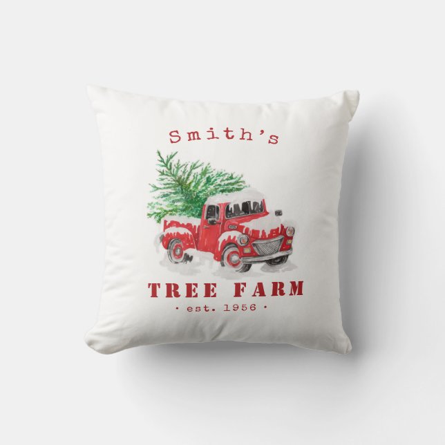 Coussin Arbre de Noël personnalisé Camion Rouge (Recto)