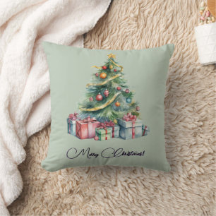 Coussin Arbre de Noël Rainbow Watercolor