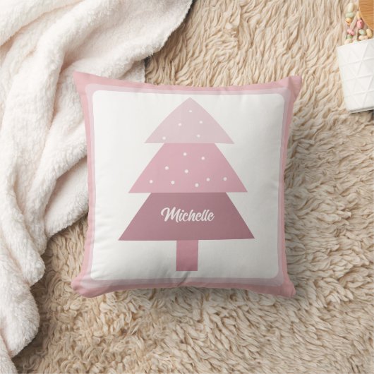 Coussin Arbre de Noël Rose Dégradé Monogrammé Mignon (Couverture)