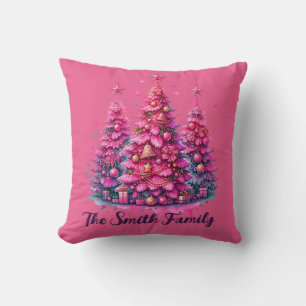 Coussin Arbre de Noël rose tendance Preppy esthétique