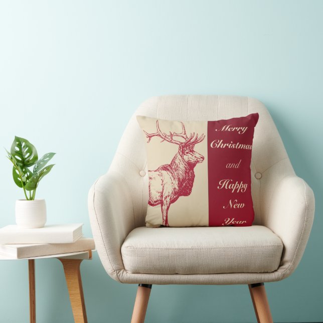 Coussin Arbre de Noël rouge et blanc décoratif (Chaise)