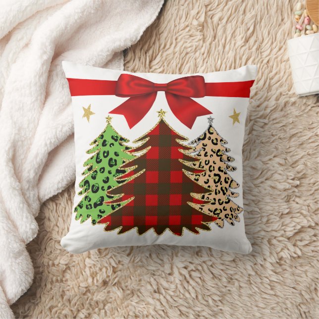 Coussin Arbre de Noël rouge, vert, or Double face (Couverture)